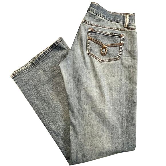 Women's Roxy jeans low rise boot cut Y2K med wash  casual bohemian flare bottom - Picture 3 of 9